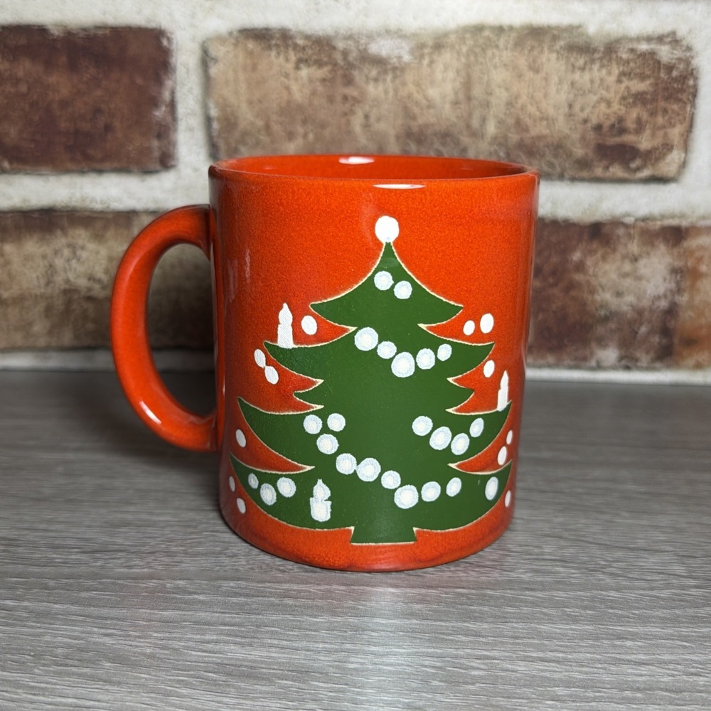 Vtg Waechtersbach W. Germany Christmas tree w/ Candles Red Coffee Cup Mug